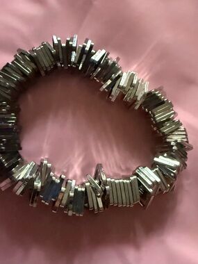 Silver Stack Tile Stretch Bracelet